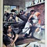 L�anno dopo, il 23 novembre 1952, � la volta di un�altra notizia curiosa. Le immagini mostrano un uomo che, dopo una lite, cerca di gettare un pizzaiolo nel forno a legna infuocato. L�aspirante omicida verr� poi fermato da un vigile urbano